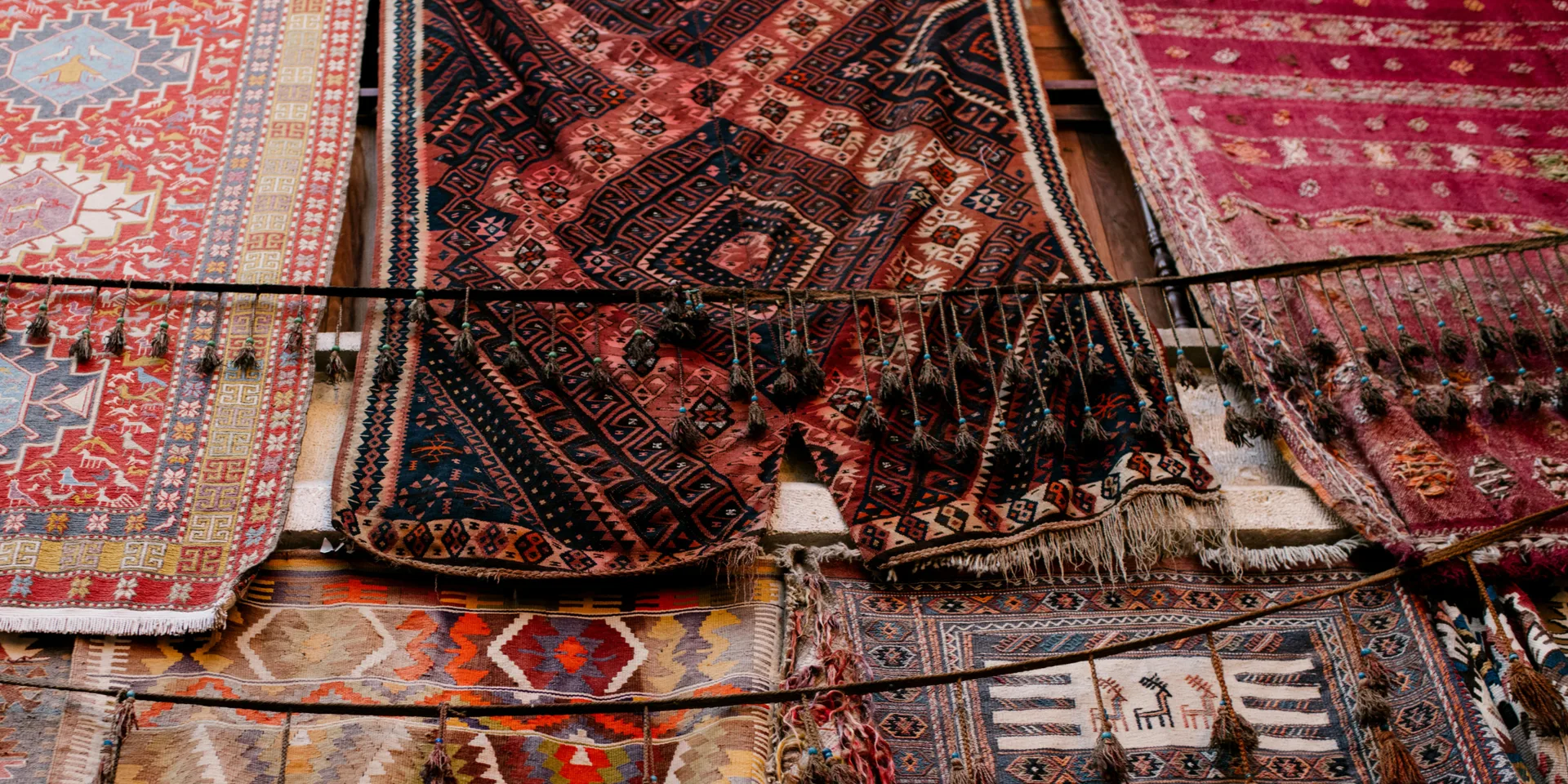 Detail of traditional Middle Eastern textiles and carpets